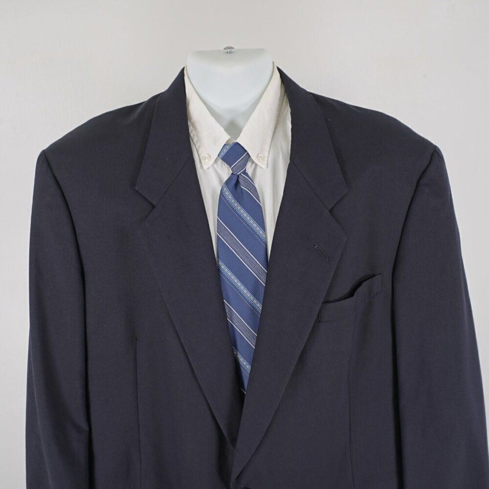 Hart Schaffner Marx Micron 2000 Wool Blue 2 Button Suit Jacket / Blazer 48L